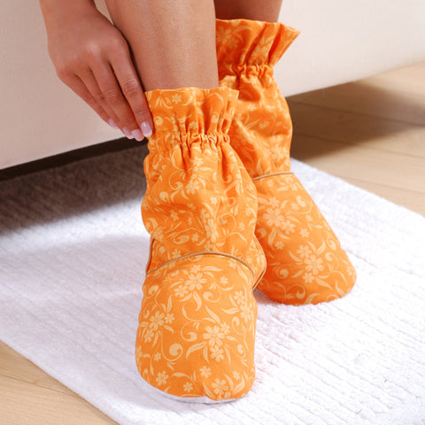 Floral Printed Cotton Feet Warmers Apricot