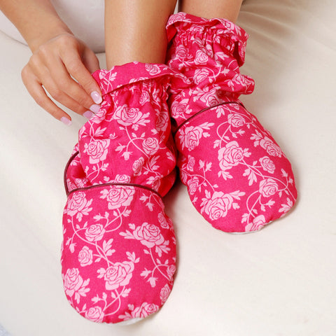 Floral Printed Cotton Feet Warmers Rose
