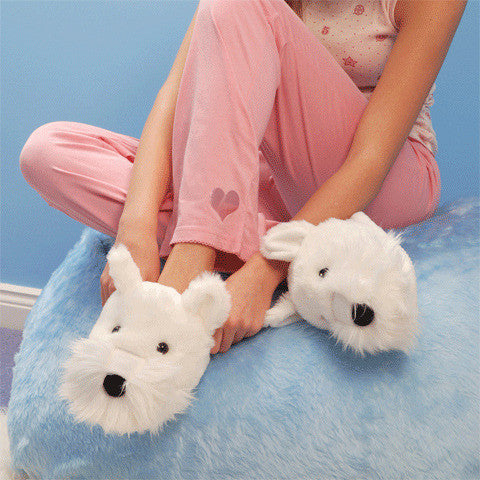 Fun For Feet Slippers Westie White